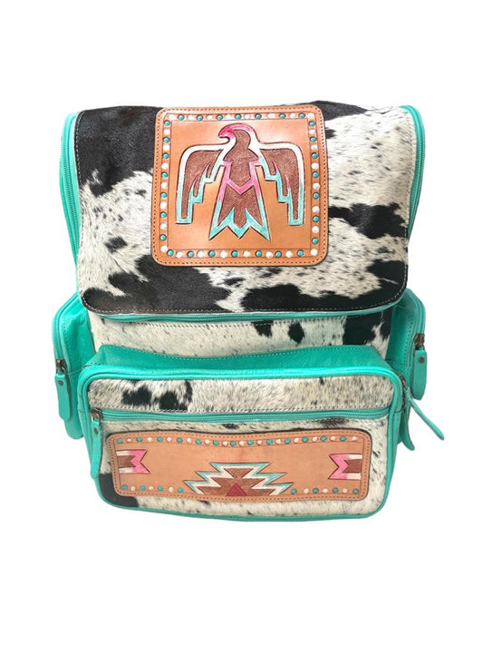 Turquoise Thunderbird Cowhide Backpack