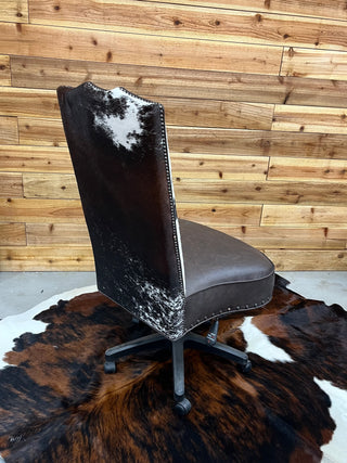 Tricolor genuine cowhide & leather armless office chair