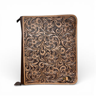 Floral tooled leather portfolio