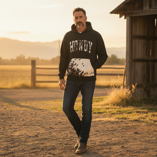 Howdy cowhide hoodie