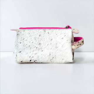 Pink all cowhide makeup bag