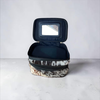 Black cowhide & leather makeup box