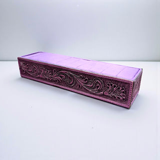 Purple tooled leather ring holder