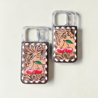 Cherry tooled leather 17iphone case