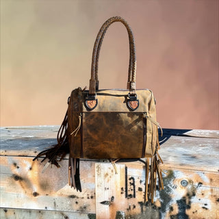 Western fringe cowhide handbag