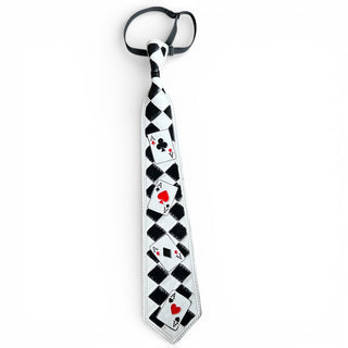 Checker cards tooled leather tie