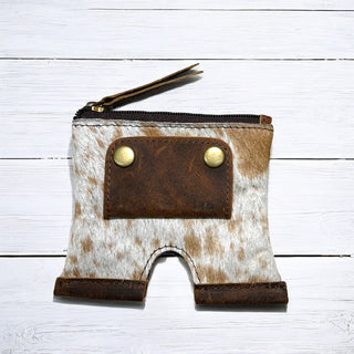 Cowhide & leather coin pouch