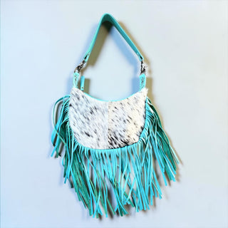 Turquoise fringe shoulder bag