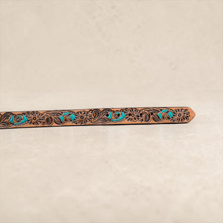 Turquoise desert tooled leather belt