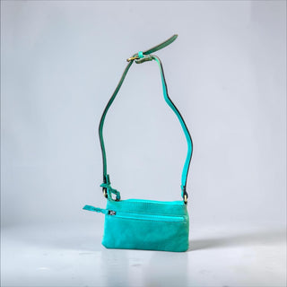 Turquoise buckle crossbody kids bag