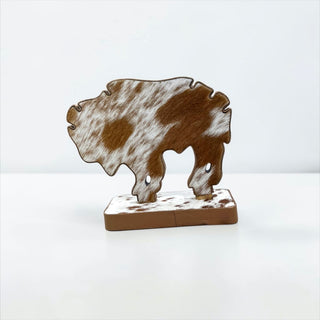 Tan all cowhide buffalo necklace display