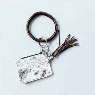 Brown all cowhide wristlet wallet