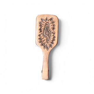 Lightning tooled leather hairbrush