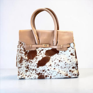 Tan leather & cowhide birkin bag