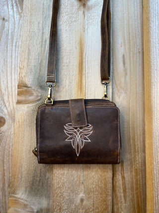 Bootstitch 2 Rustic Leather All Tooled Leather Crossbody