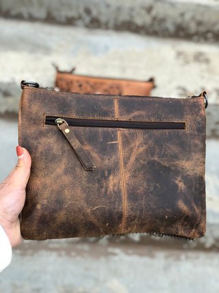 Cowhide Leather Tooled Crossbody