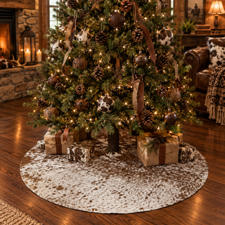 3.6x3.6ft tan salt pepper cowhide tree skirt (t07)