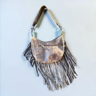 Brown fringe shoulder bag