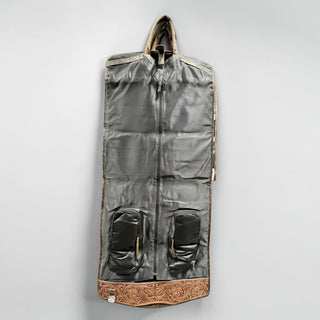 Tooled leather & cowhide garment bag