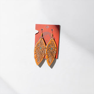 Brow tooled leather earrings