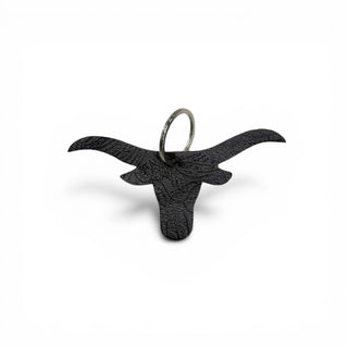 Brown longhorn embossed leather Keychain