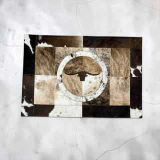 2x3ft Longhorn cowhide patchwork doormat
