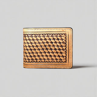 Basketweave tooled leather men’s wallet