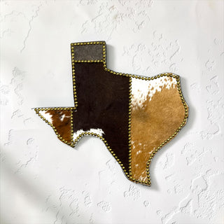 Gold Texas state cowhide wall decor
