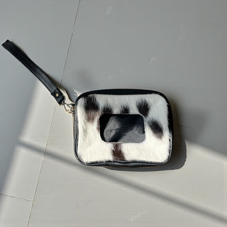 Black cowhide & leather wipes bag