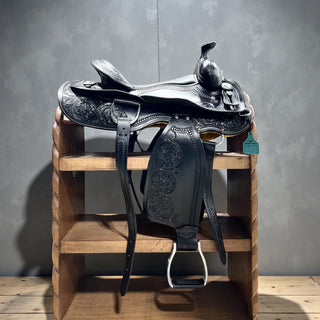 Black genuine leather saddle