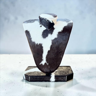 Brown/white all cowhide necklace display (u09)