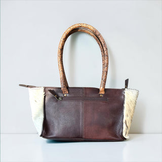 Cowhide & tooled leather shoulder bag