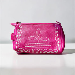 Pink BootStitch toiletry bag