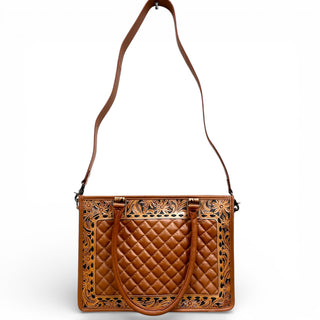 Tan leather tote bag