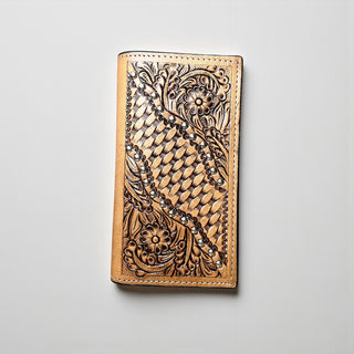 Tooled leather & cowhide men’s wallet