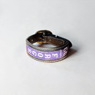 Purple go frogs dog collar