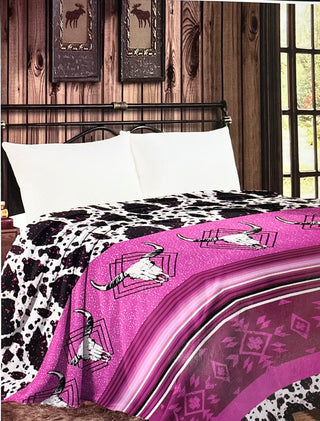 Pink skull Mia thin throw blanket
