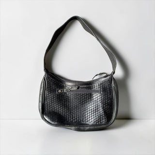 Black cowhide & tooled leather shoulder bag