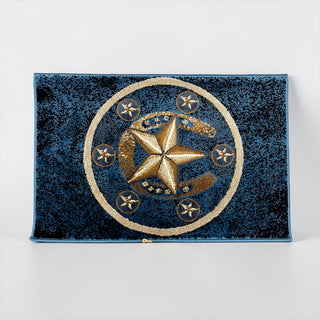 Turquoise horseshoe western doormat