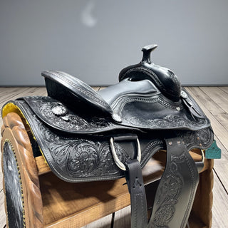 Black genuine leather saddle