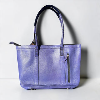 Purple floral tooled leather jumbo shoulder bag