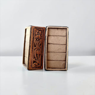 Brown tooled leather ring holder