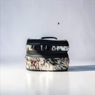 Black cowhide & leather makeup box
