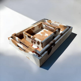 All cowhide tray set of 3