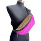 Hot Pink Distressed Cowhide Leather Sling Bag - Fanny Bag