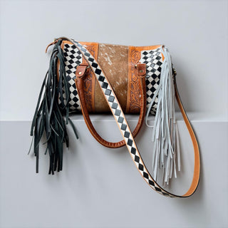 Black/white checker speedy bag