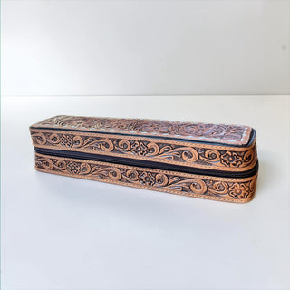 Brown all tooled leather iron case