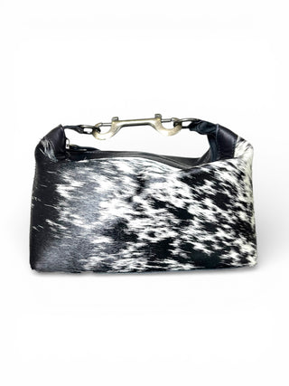 Black leather & cowhide purse