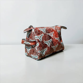 Longhorns embossed leather makeup bag