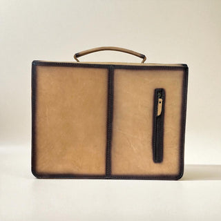 Basketweave tooled leather briefcase